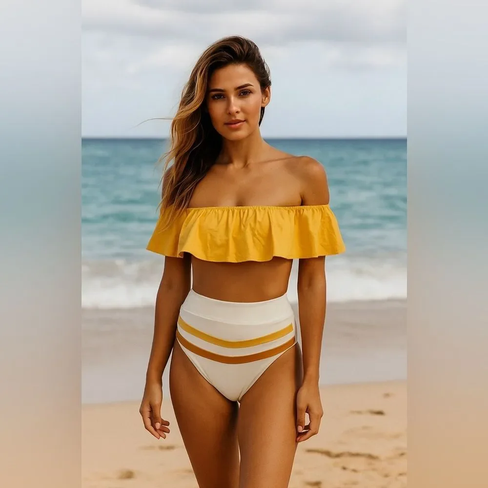 L*Space Set Hey Girl Off Shoulder Top & Wilson High Waist Bottom Small/Medium